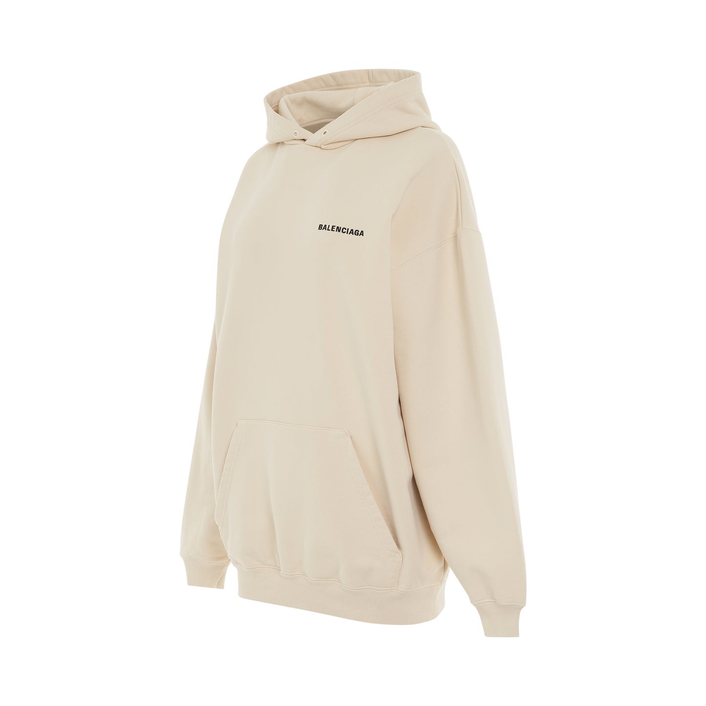 Fleece Back Logo Medium Fit Hoodie in Cream/Black