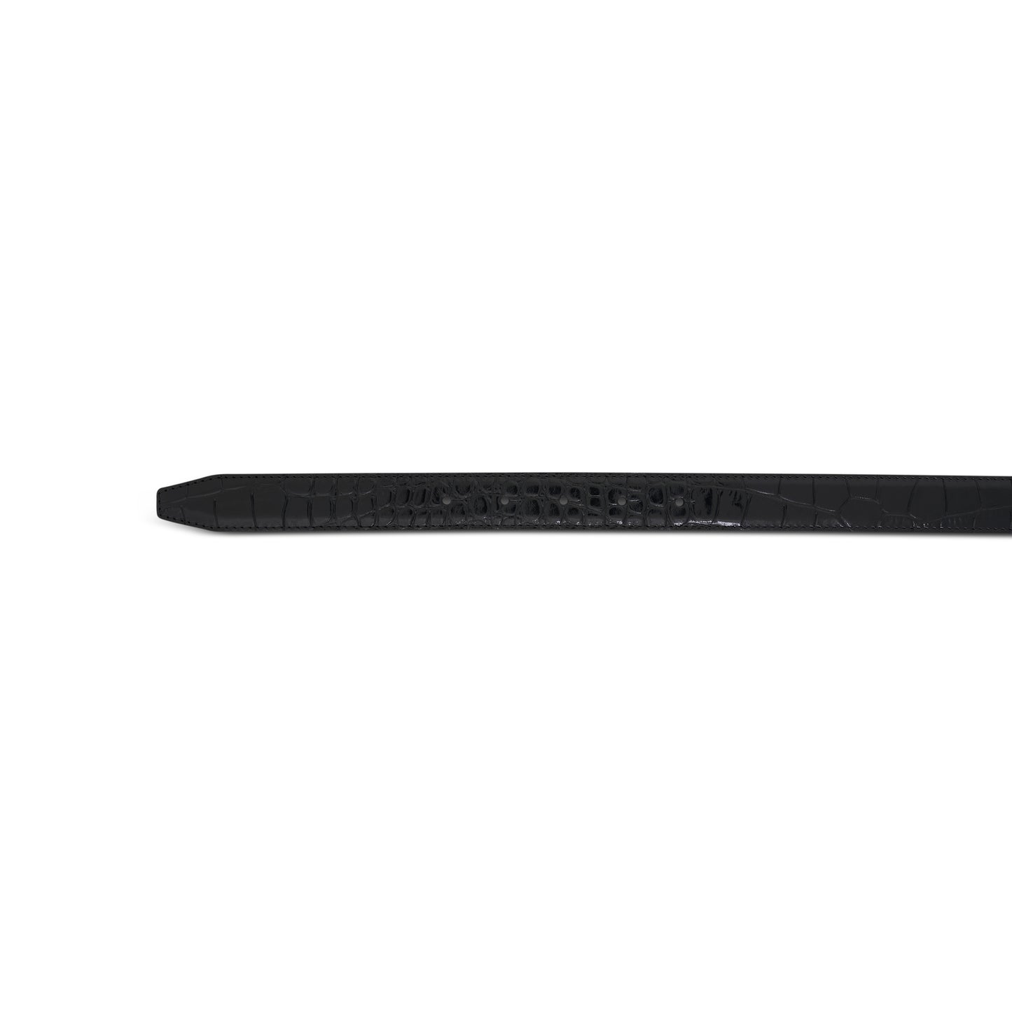 BB Thin Shiny Embossed Croco Belt in Black