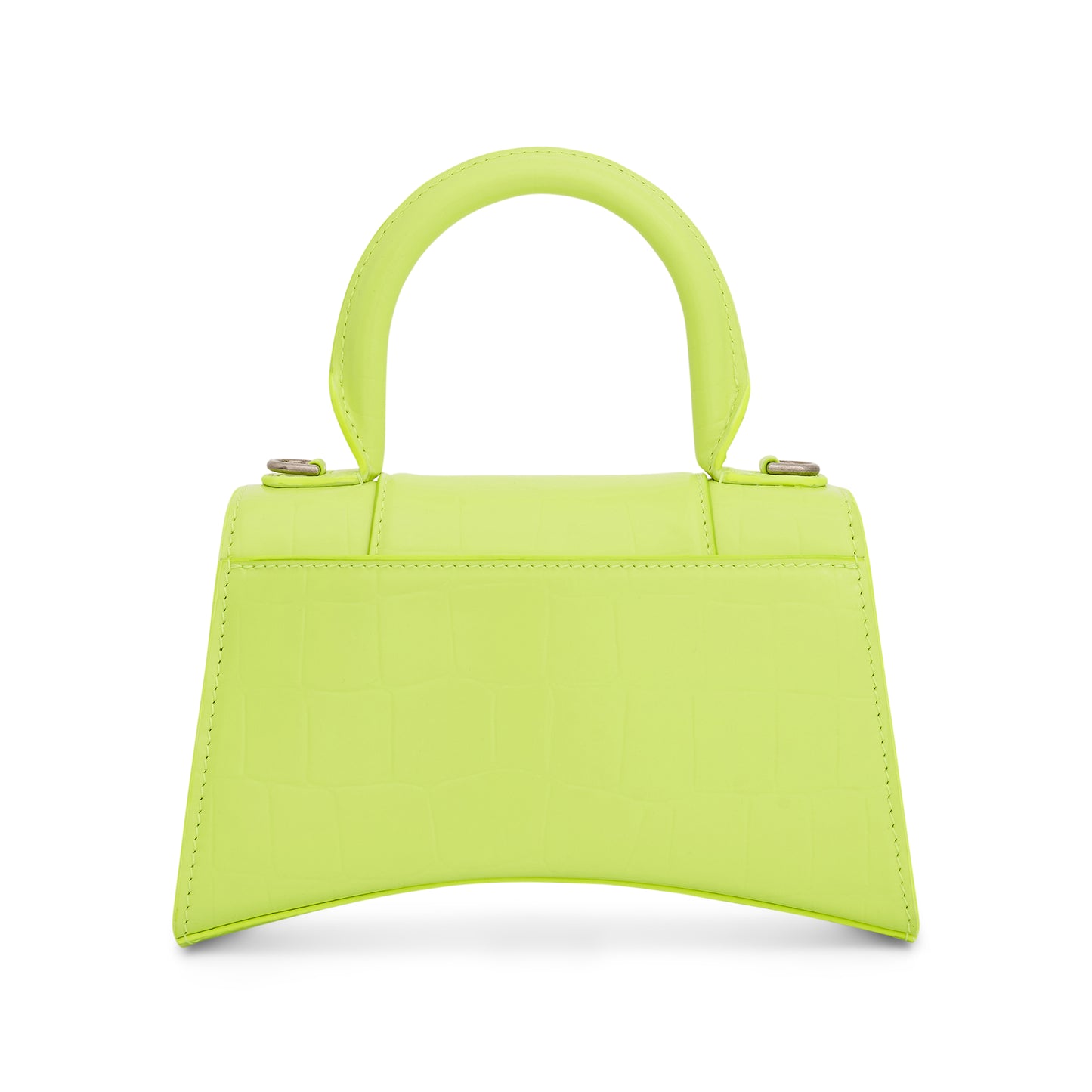 Hourglass XS Croco Embossed Bag in Fluo Yellow