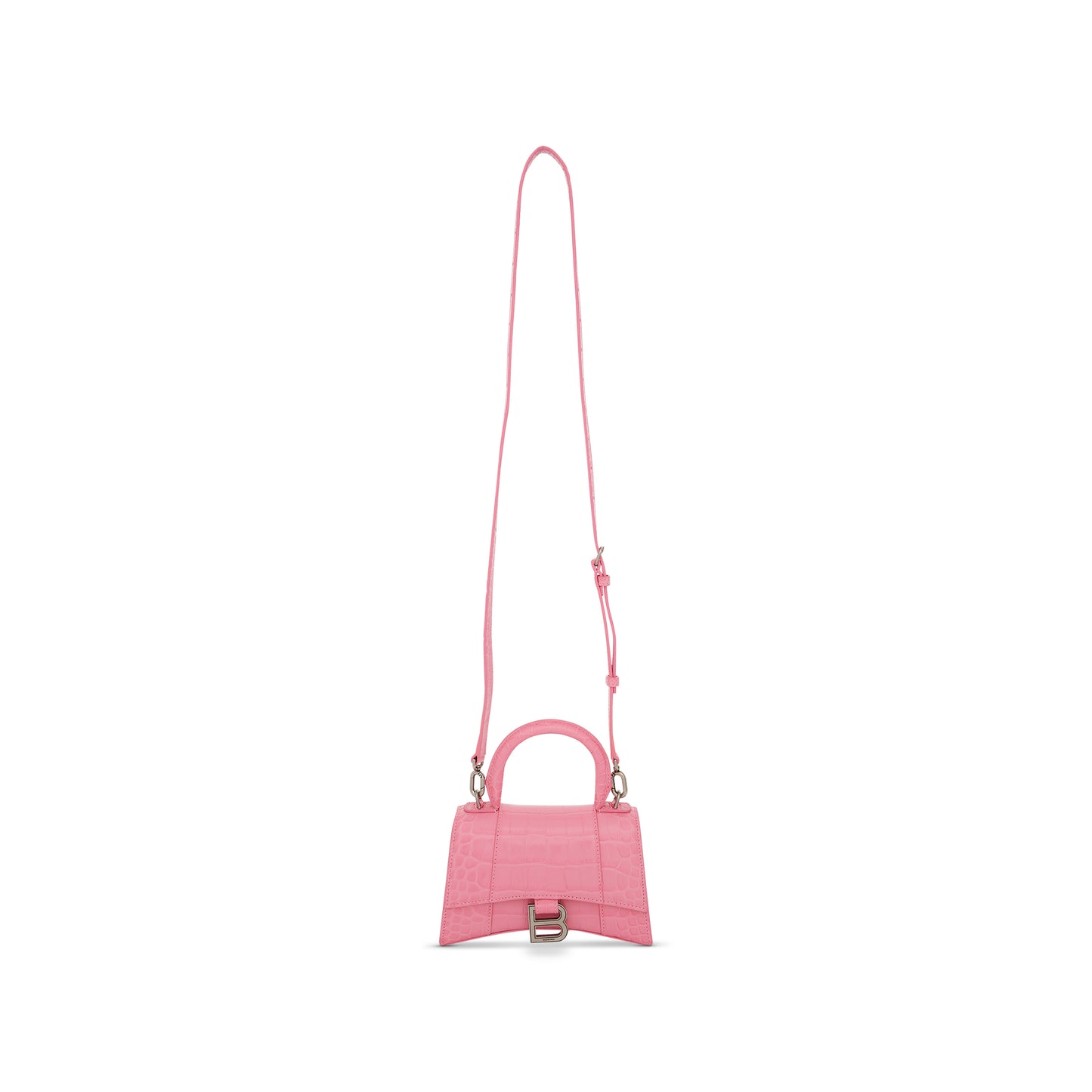 Balenciaga Hourglass Pink Bag XS Crocodile Leather  LBOAUS