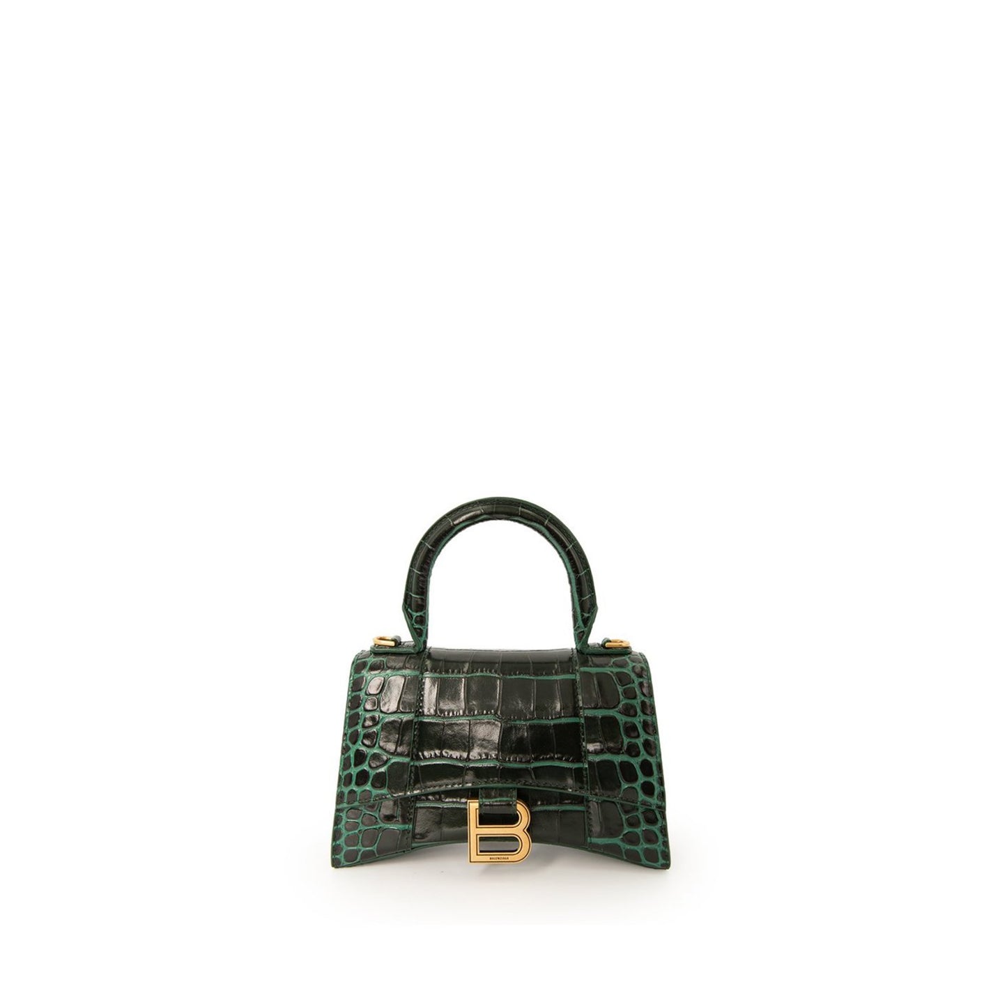 Hourglass XS Croco Embossed Bag in Forest Green
