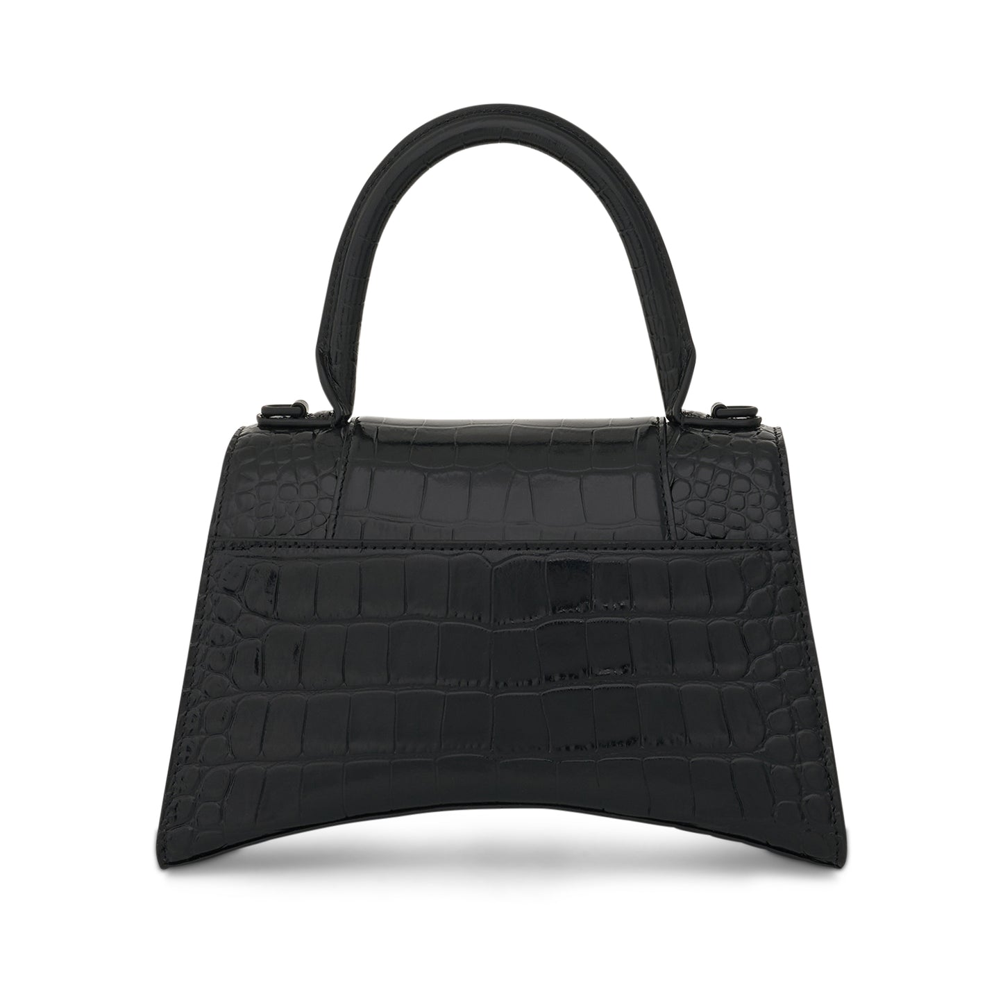 Hourglass Small Croco Embossed Bag in Black