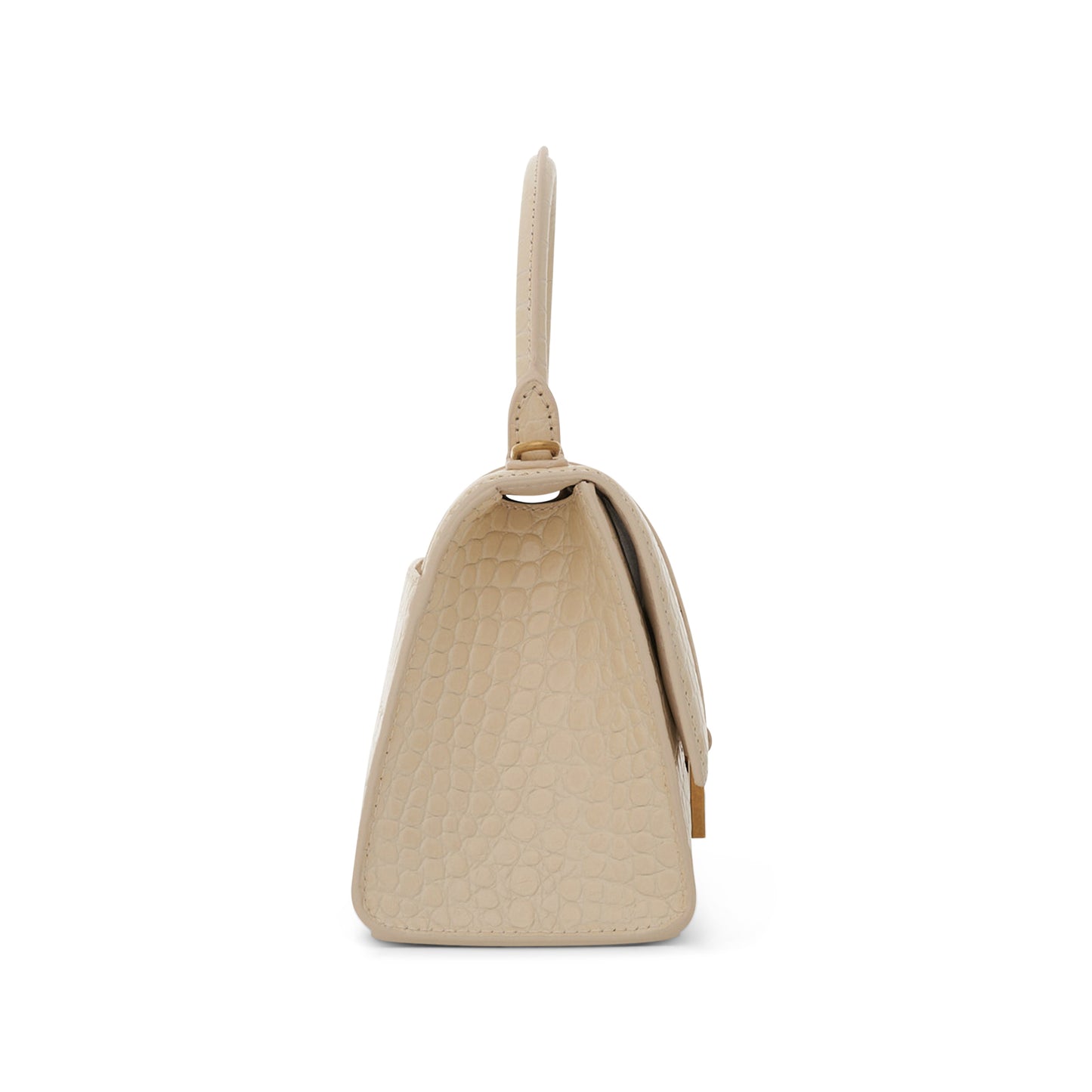 Hourglass Small Croco Embossed Bag in Yellow Beige