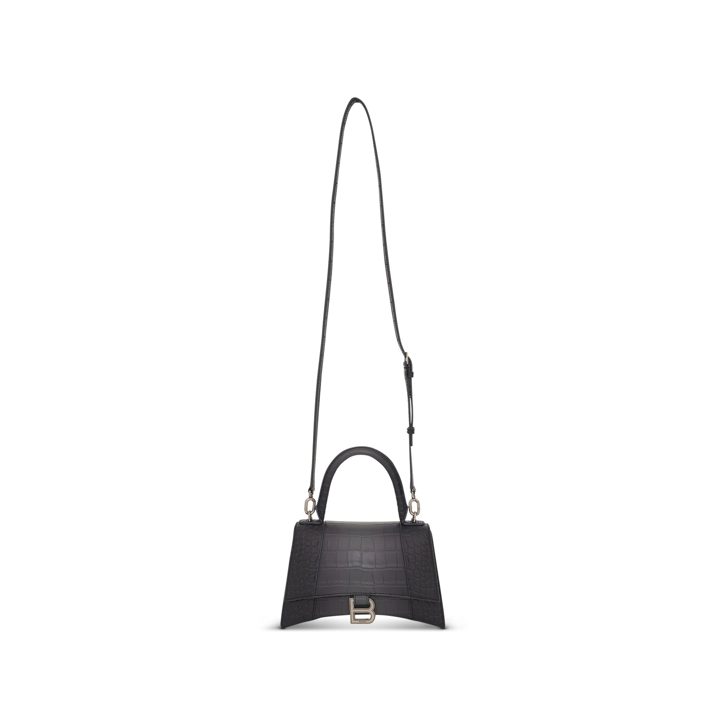 Hourglass Small Degrade Shiny Croco Bag in Dark Grey