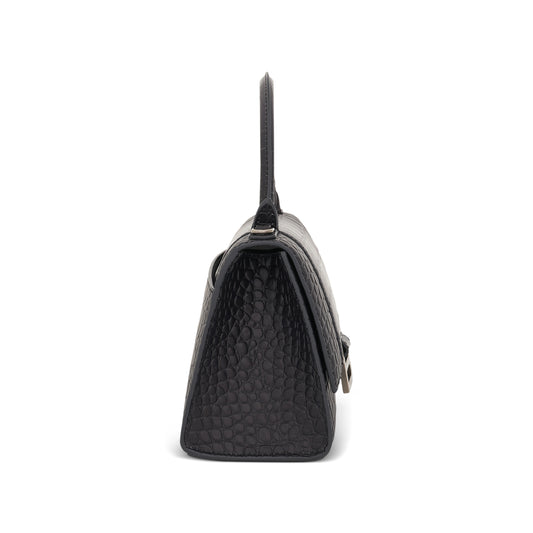 Hourglass Small Degrade Shiny Croco Bag in Dark Grey