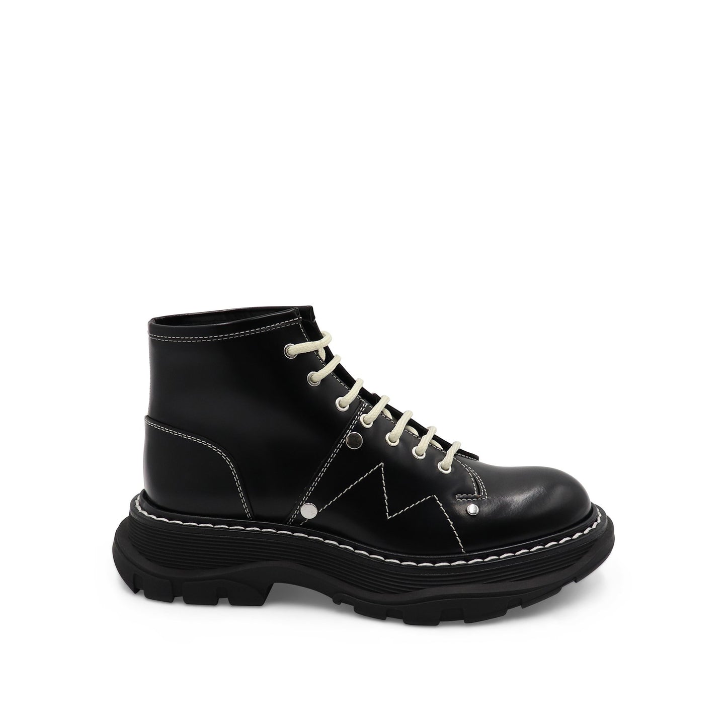 Tread Lace Up Boots in Black/Silver