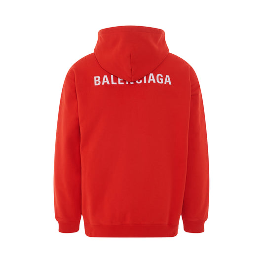 Logo Regular Fit Hoodie in Bright Red/White