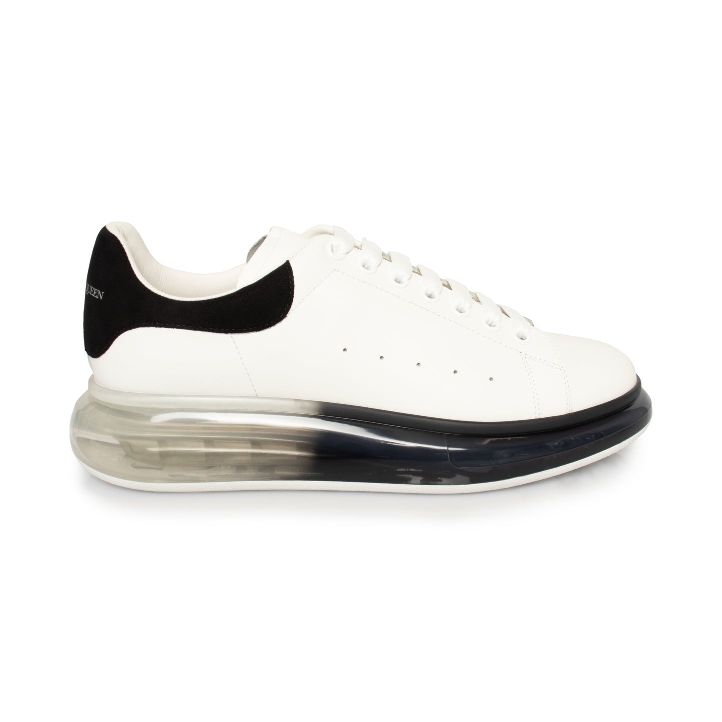 Larry Transparent Sole Sneaker in White/Black Suede