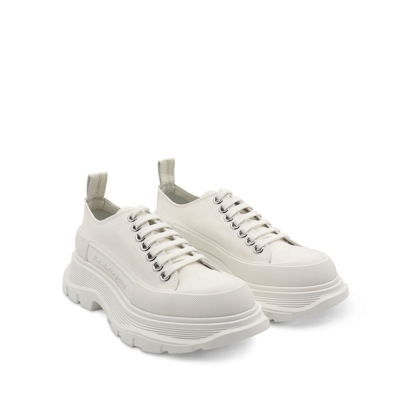Tread Slick Canvas Lace Up Shoes in White/White