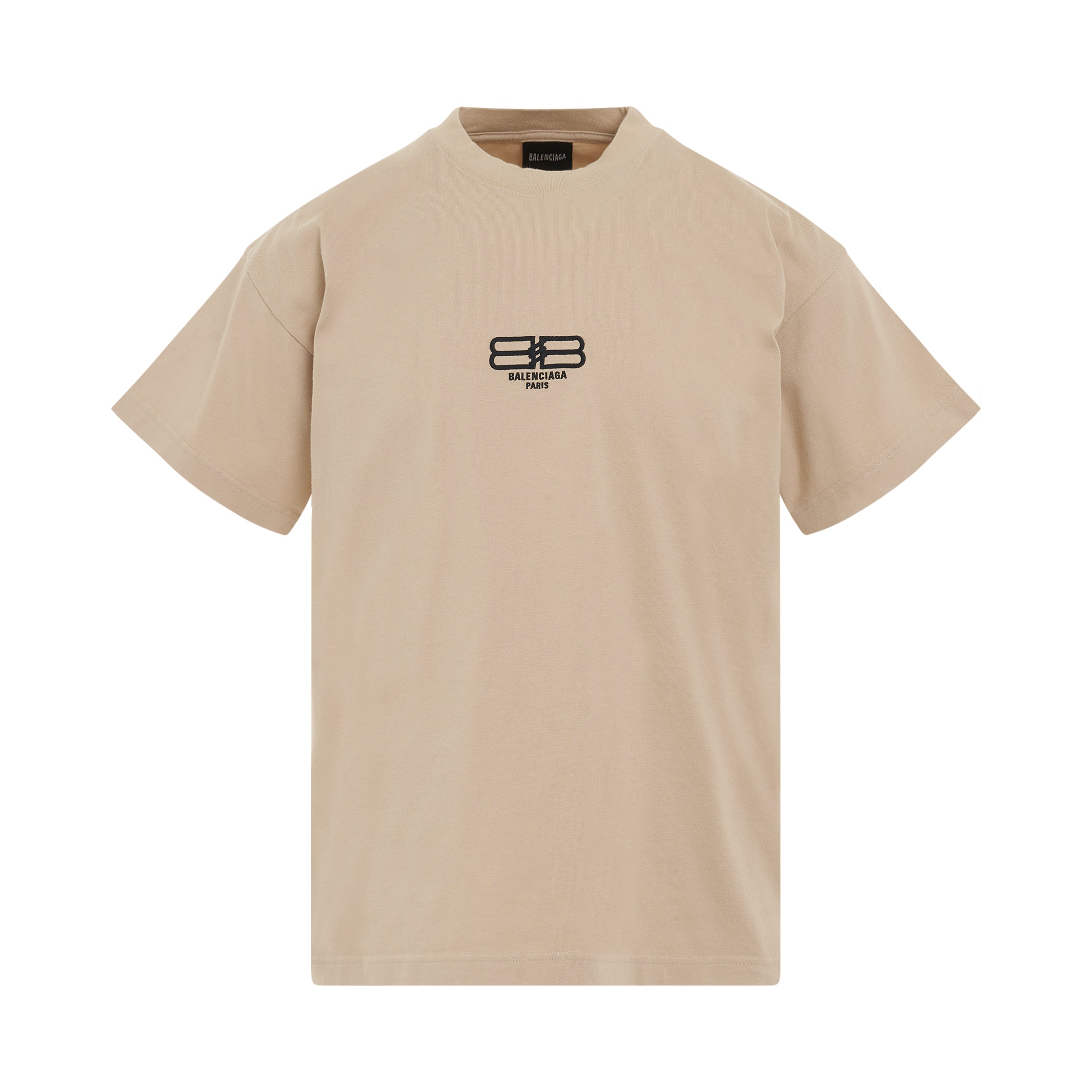 Logo Printed Crewneck T-shirt in Beige/Black