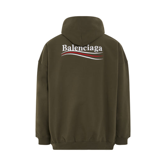 Political Campaign Hoodie Large Fit in Khaki/White