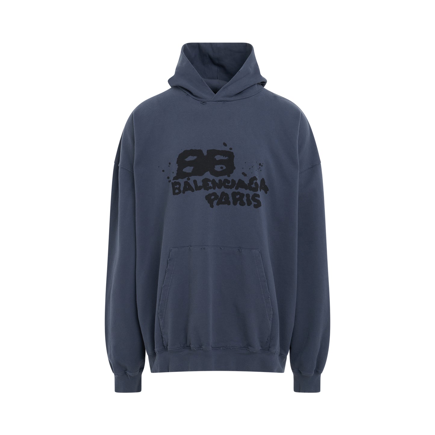 Hand Drawn BB Icon Hoodie in Washed Blue/Black