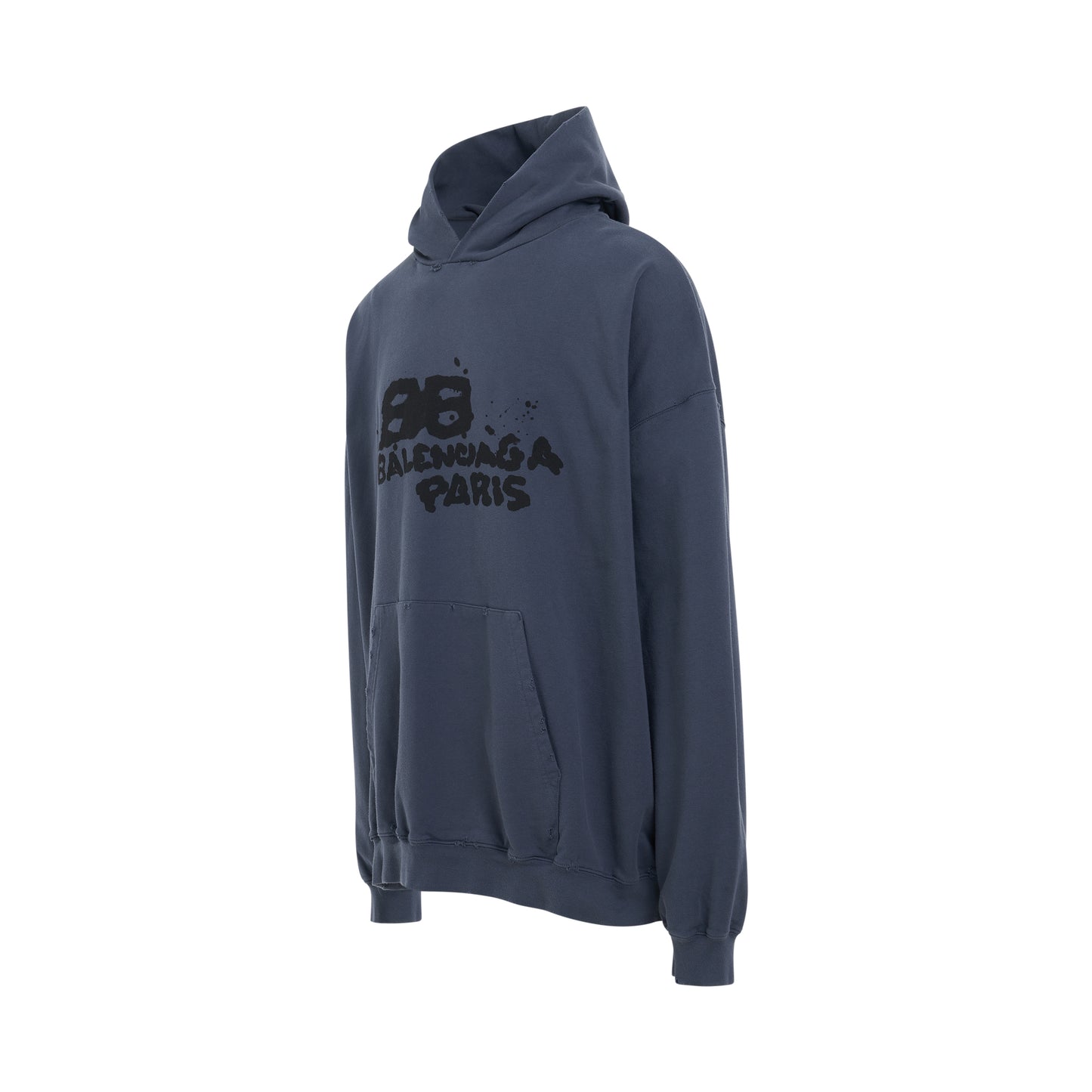 Hand Drawn BB Icon Hoodie in Washed Blue/Black