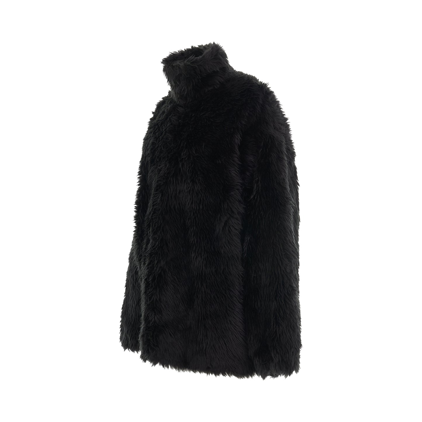 Faux Fur Zip Up Jacket in Black