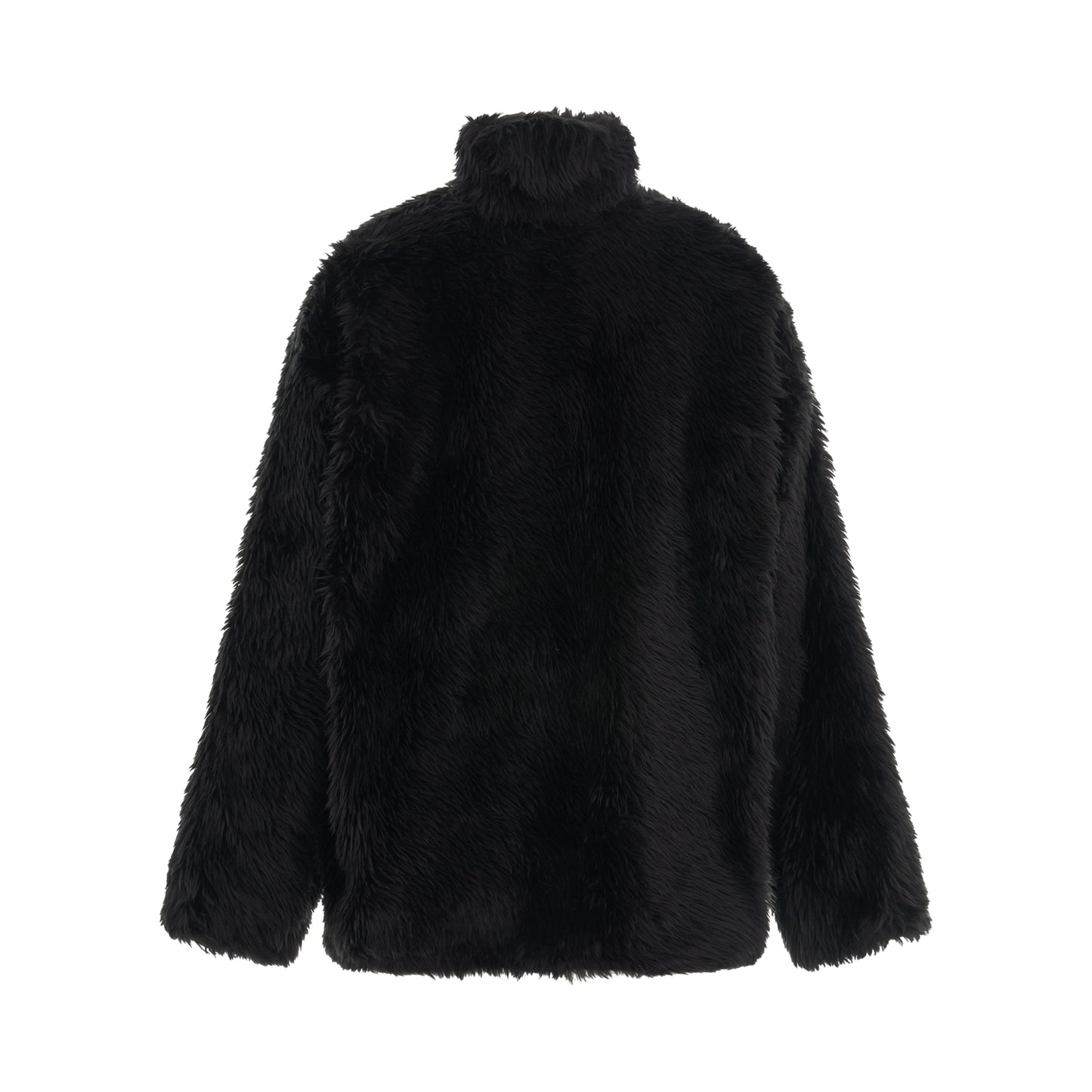 Faux Fur Zip Up Jacket in Black