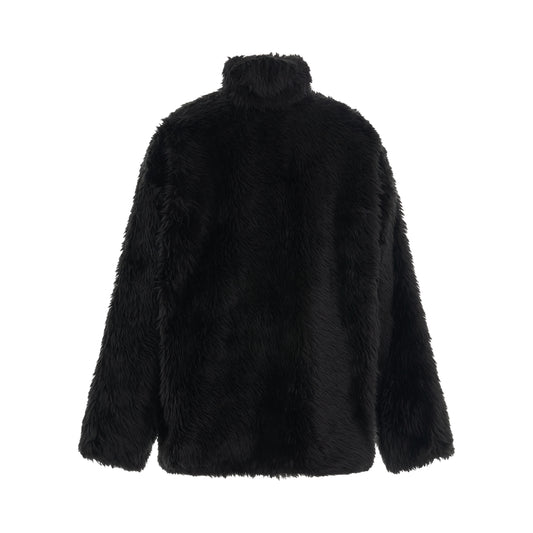 Faux Fur Zip Up Jacket in Black