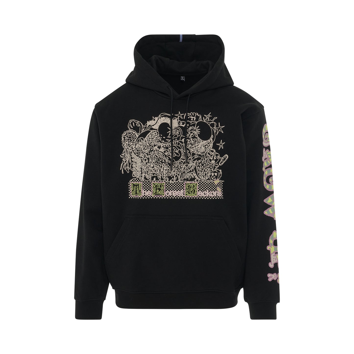 Forest Party Print Hoodie in Black