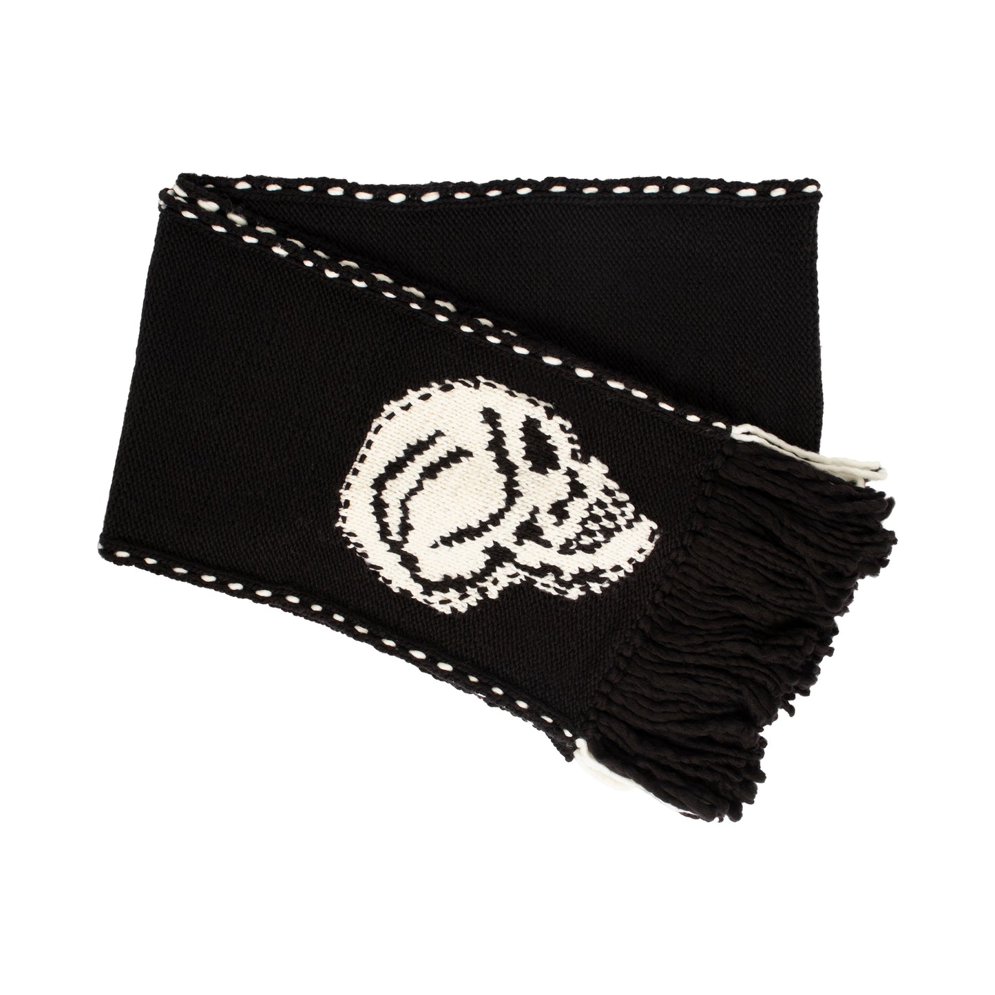 Woven Scarf With Loose Ends in Black