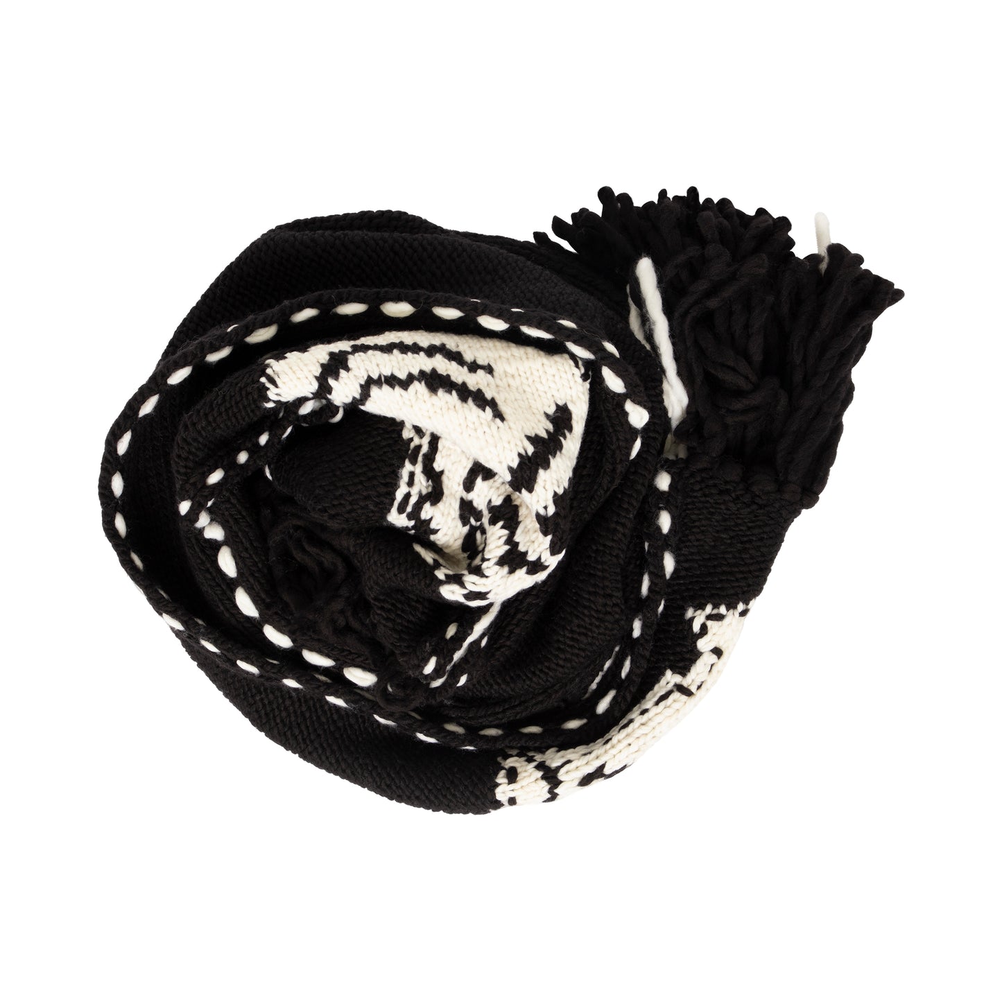 Woven Scarf With Loose Ends in Black