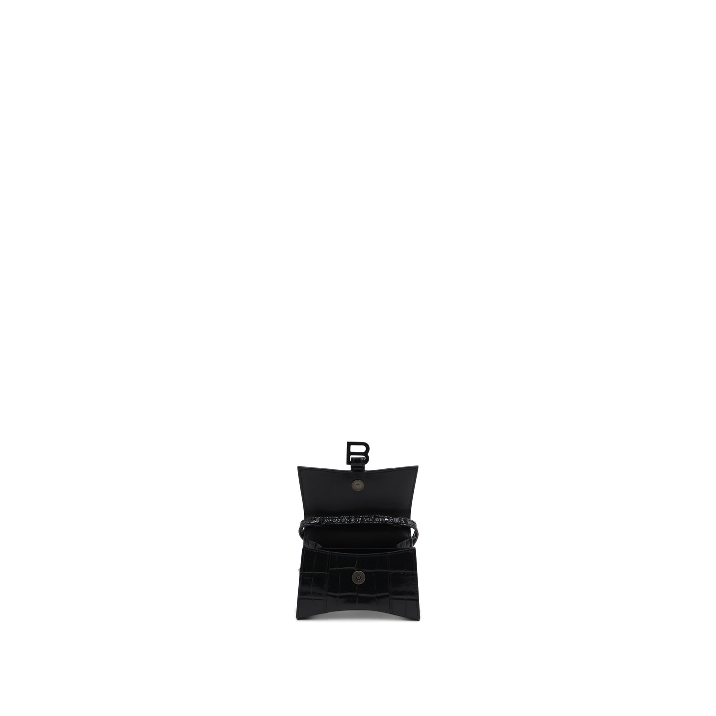 Hourglass Mini Croco Embossed Bag in Black
