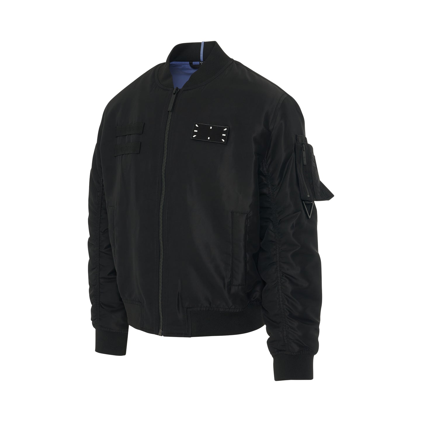 Nylon Logo Patch Bomber Jacket in Black