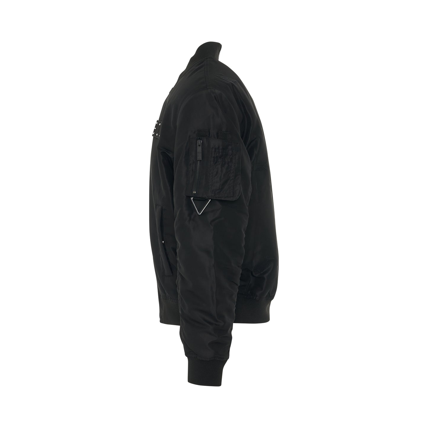 Nylon Logo Patch Bomber Jacket in Black