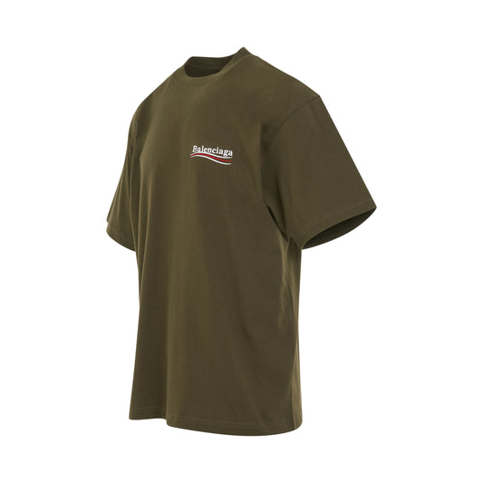 Political Campaign T-Shirt Large Fit in Khaki/White