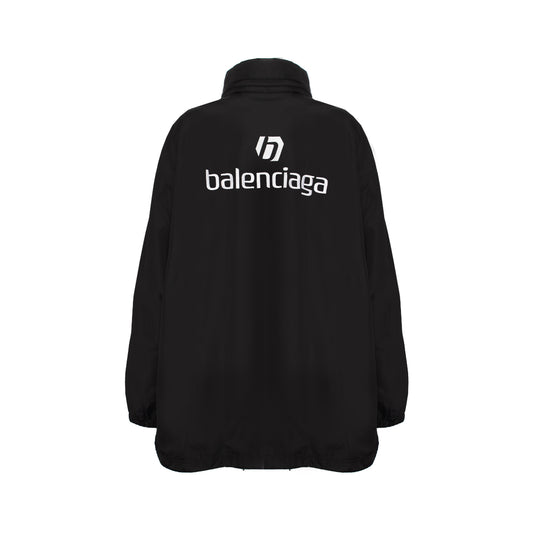 Oversize Logo Nylon Windbreaker in Black