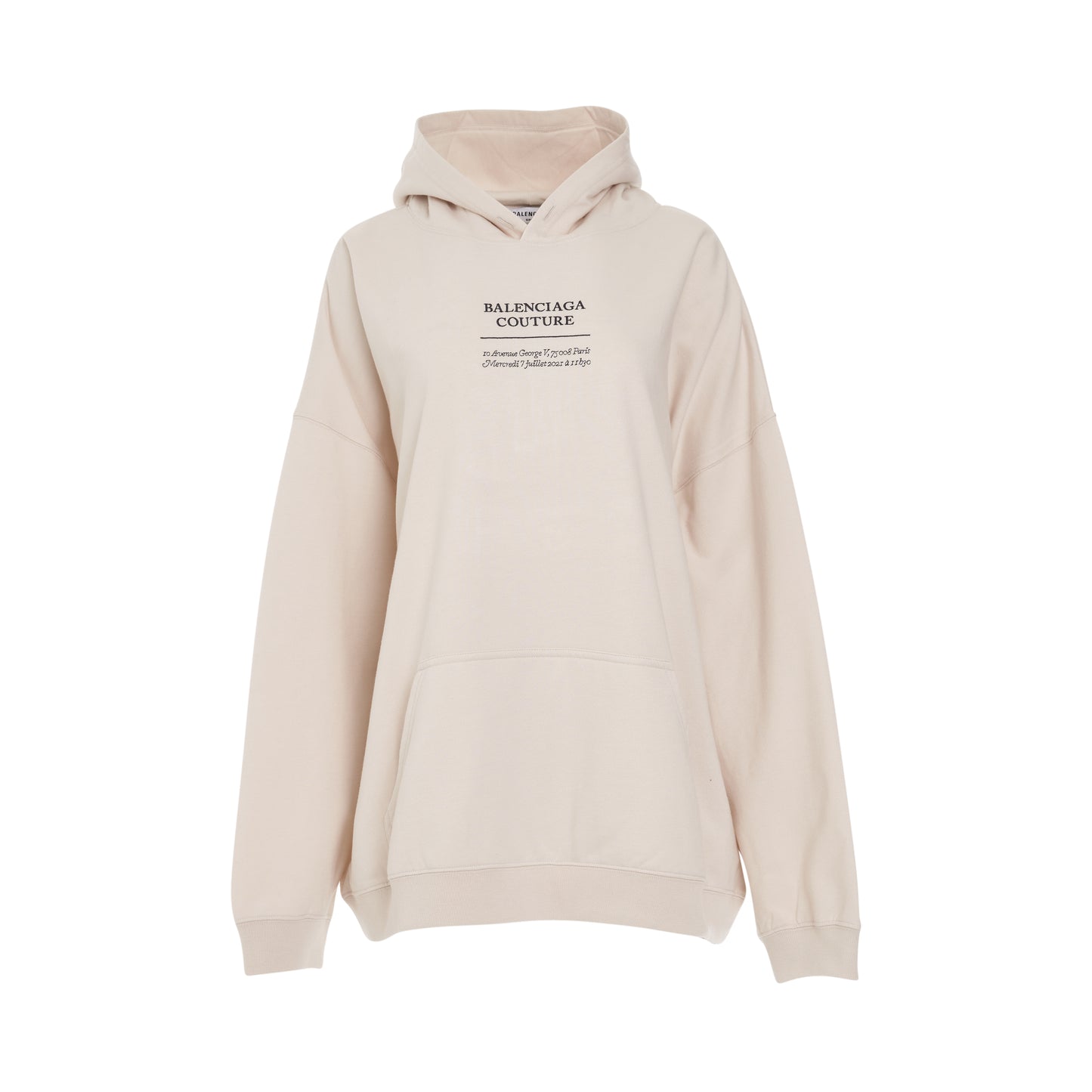 Couture Logo Boxy Hoodie in Chalky