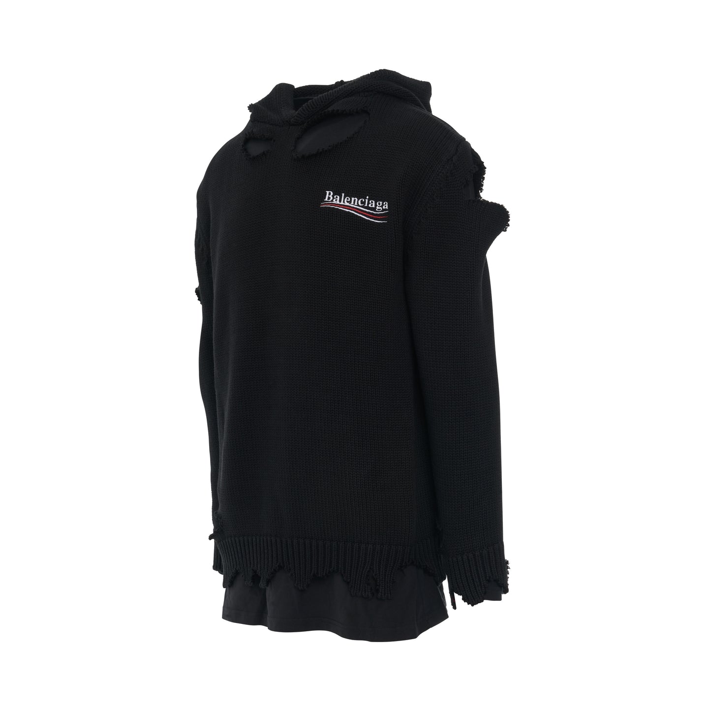 Destroyed Political Campaign Hooded Knitwear in Black