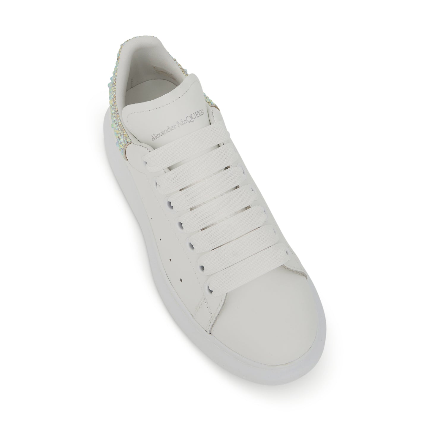 Larry Oversized Heel Sneaker in White/Crystal
