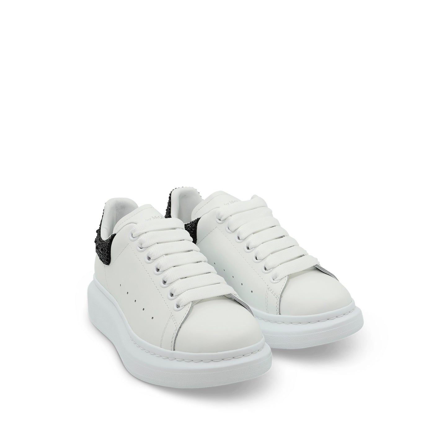 Larry Oversized Heel Sneaker in White/Black Crystal