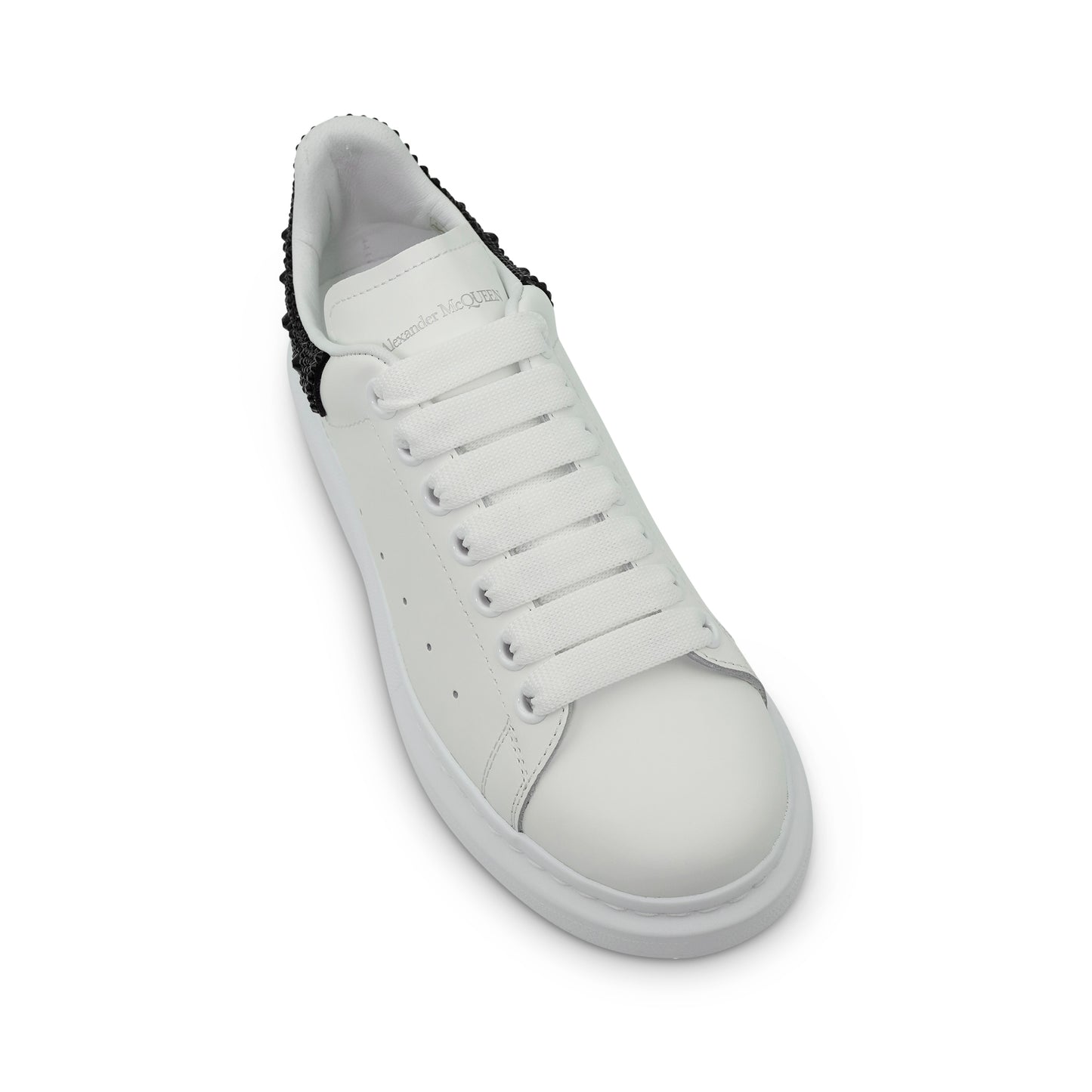 Larry Oversized Heel Sneaker in White/Black Crystal