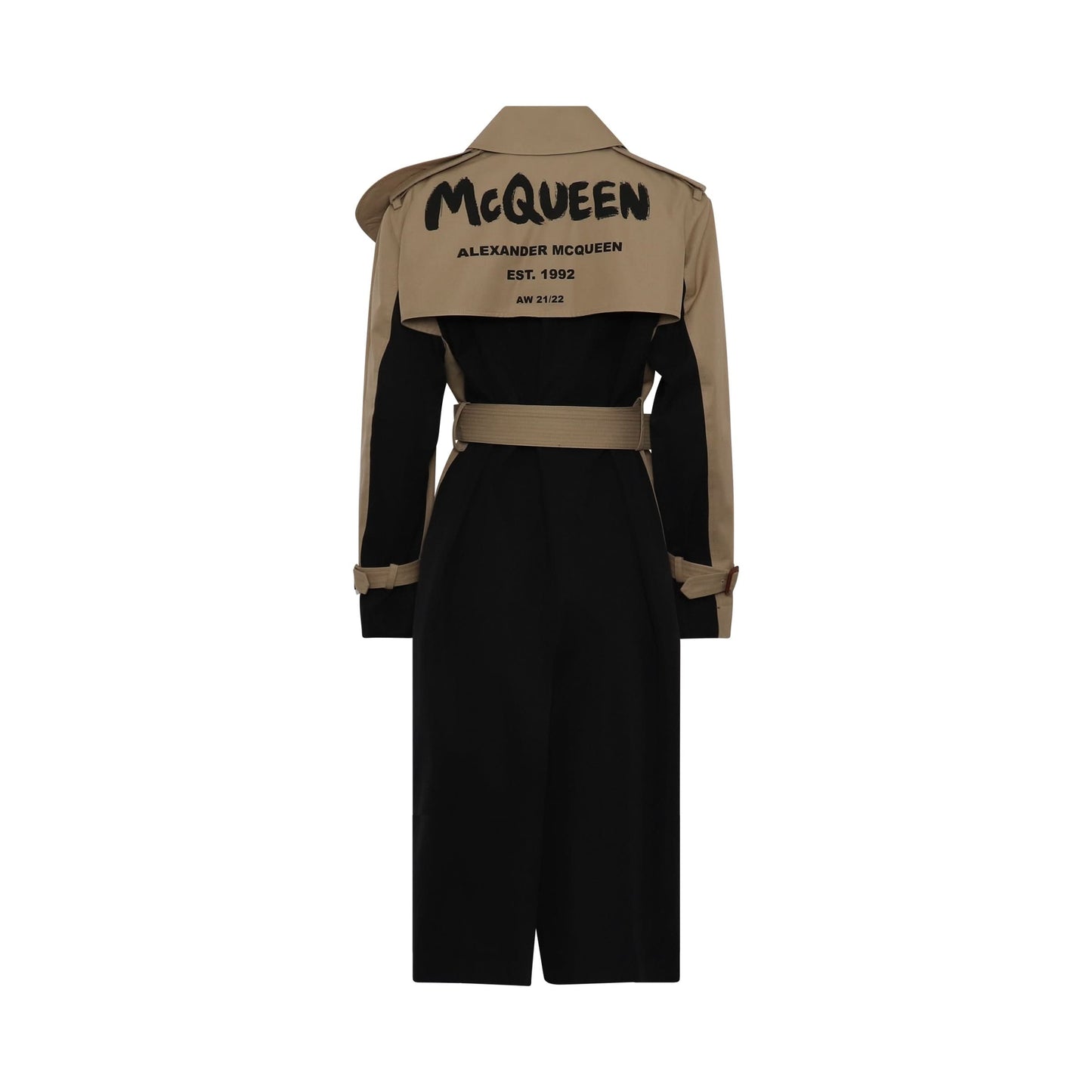 Graffiti Trench Coat in Beige