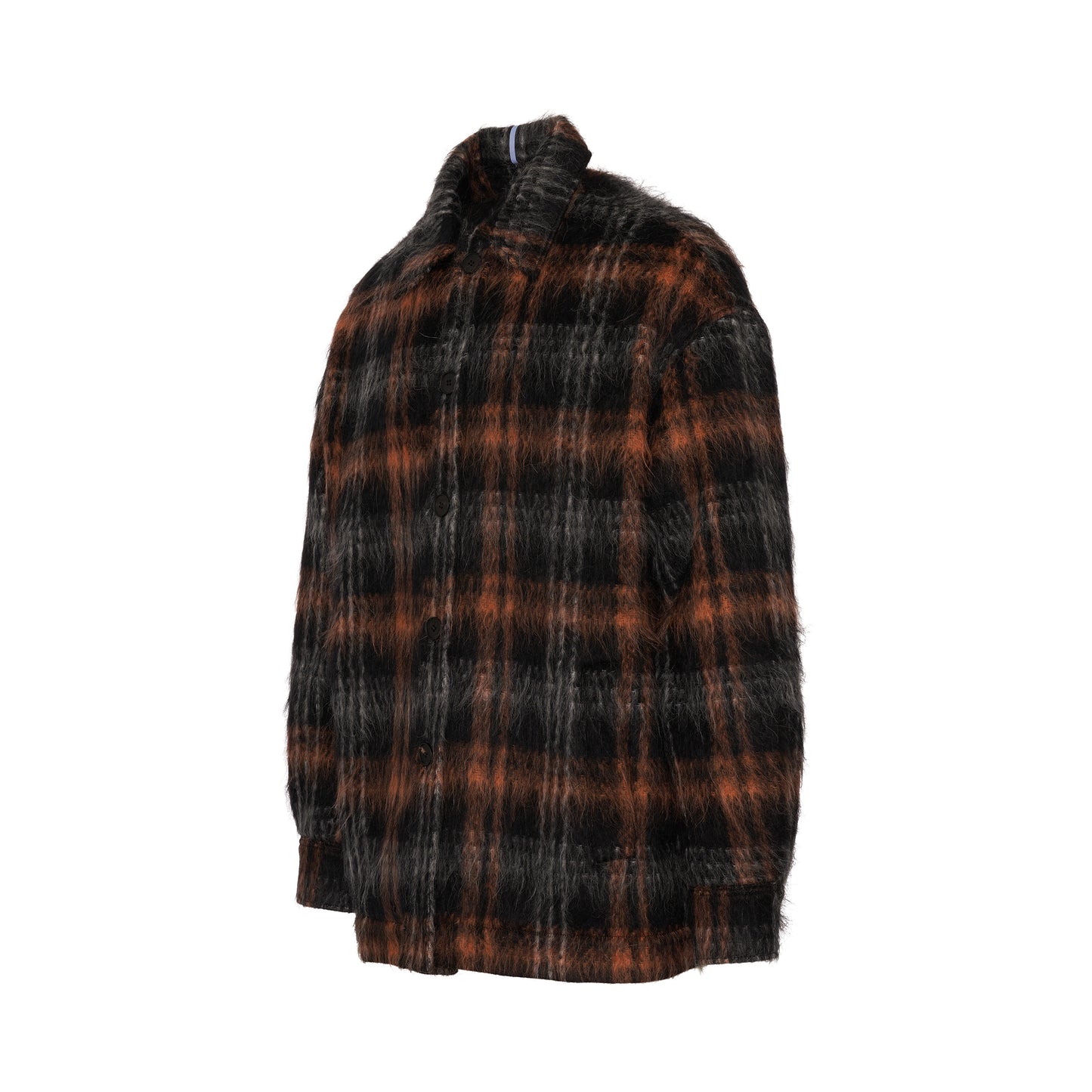 Check Wool Overshirt Jacket in Red