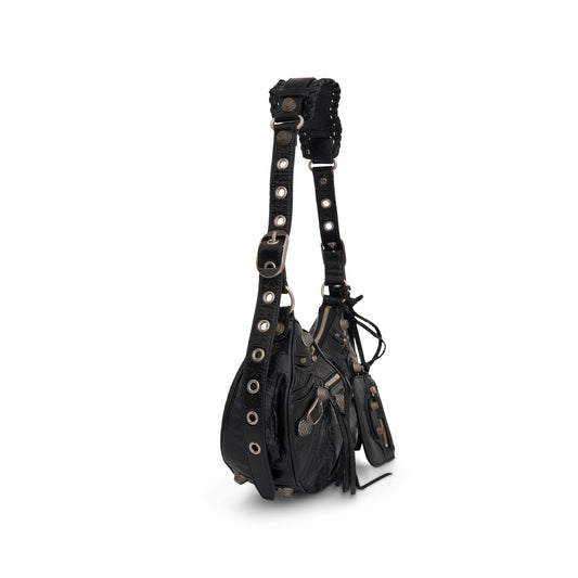 Le Cagole Small Shoulder Bag in Black/Silver