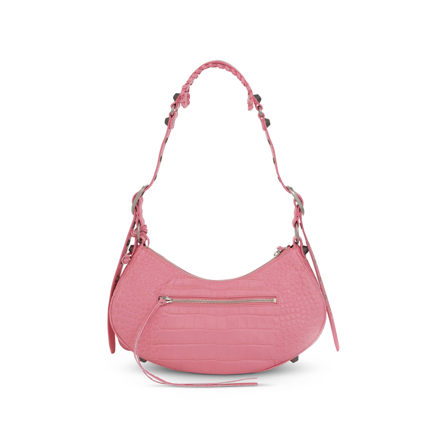 Le Cagole Embossed Croco Shoulder Bag Small in Sweet Pink
