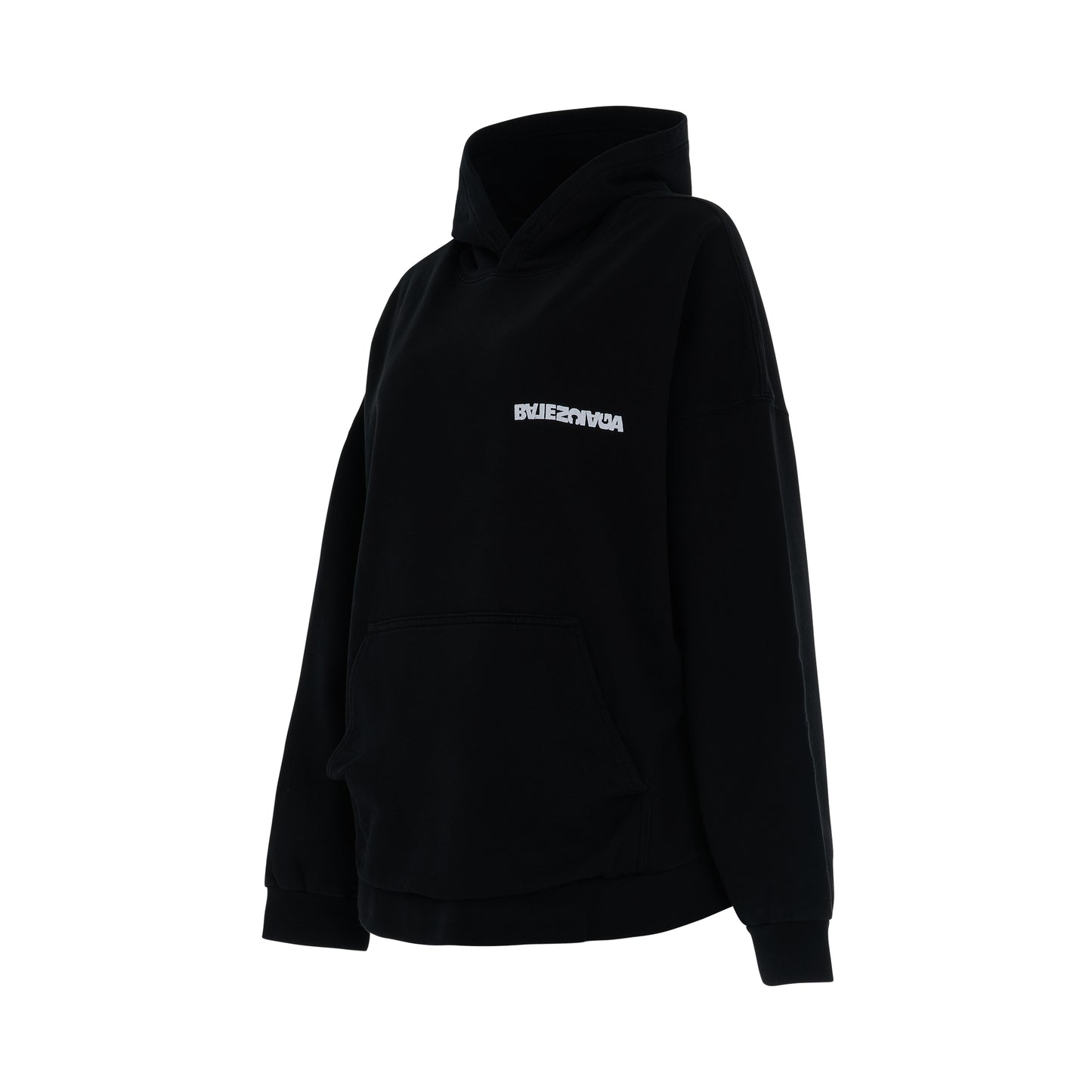 Embroidered Turn Logo Wide Fit Hoodie Washed Black