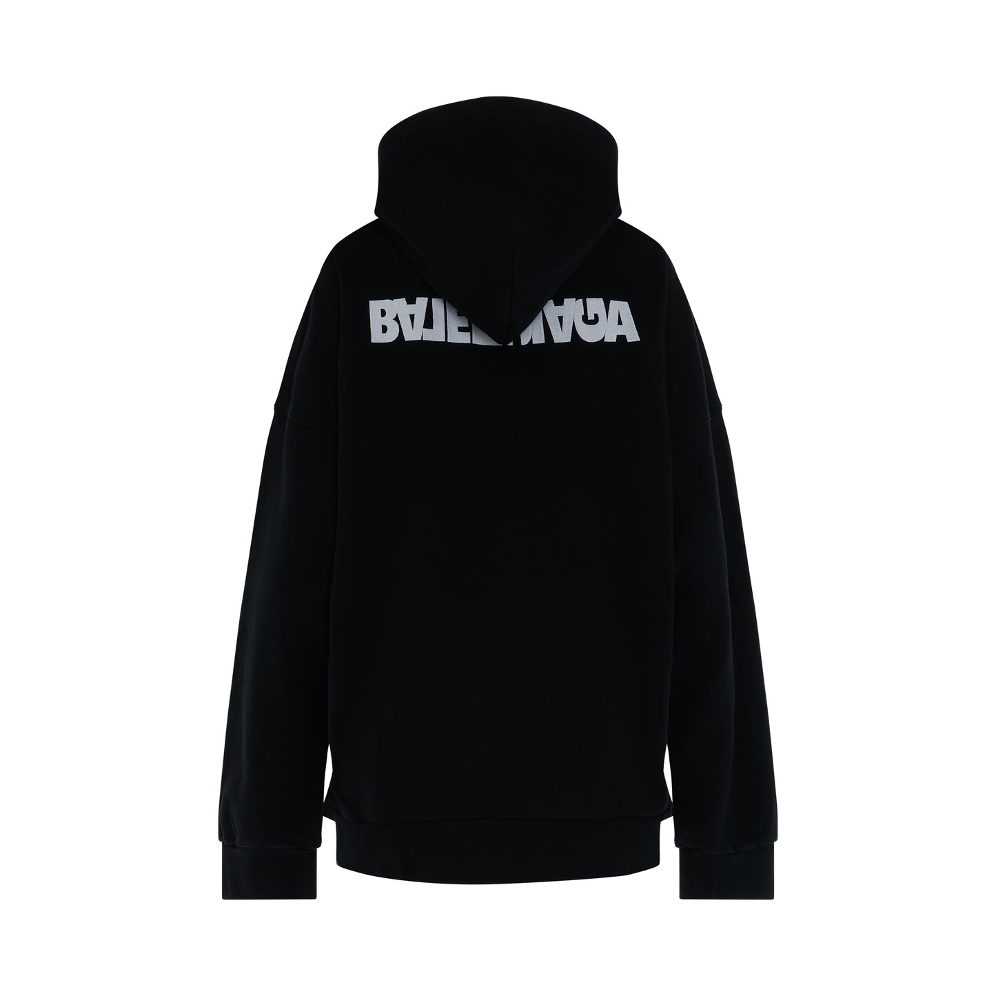 Embroidered Turn Logo Wide Fit Hoodie Washed Black