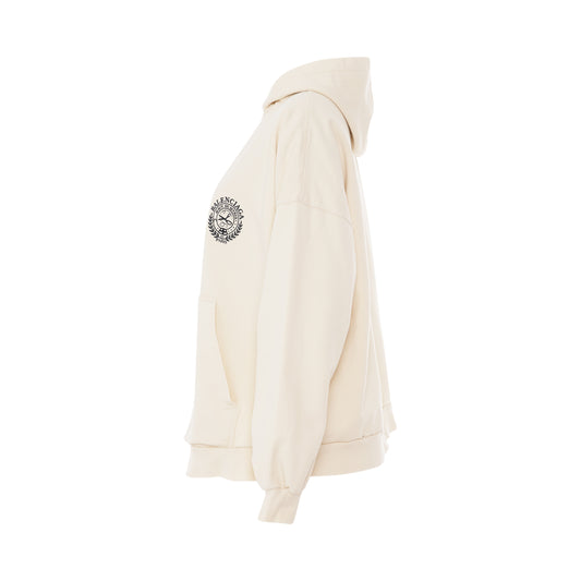 Scissors Crest Embroidered Wide Fit Hoodie in Cream