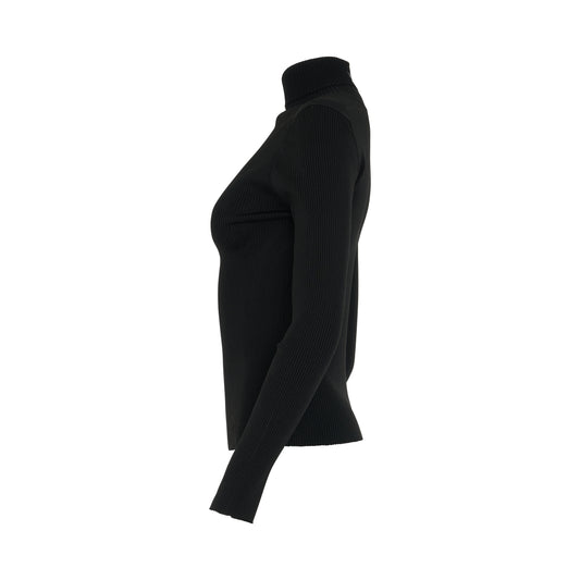 Fitted Rib Turtleneck Knitwear in Black