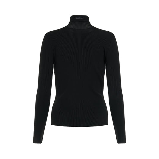 Fitted Rib Turtleneck Knitwear in Black