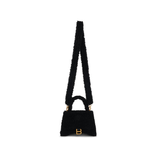 Furry Hourglass Small Handbag in Black