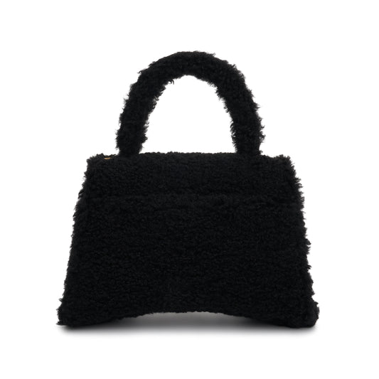 Furry Hourglass Small Handbag in Black