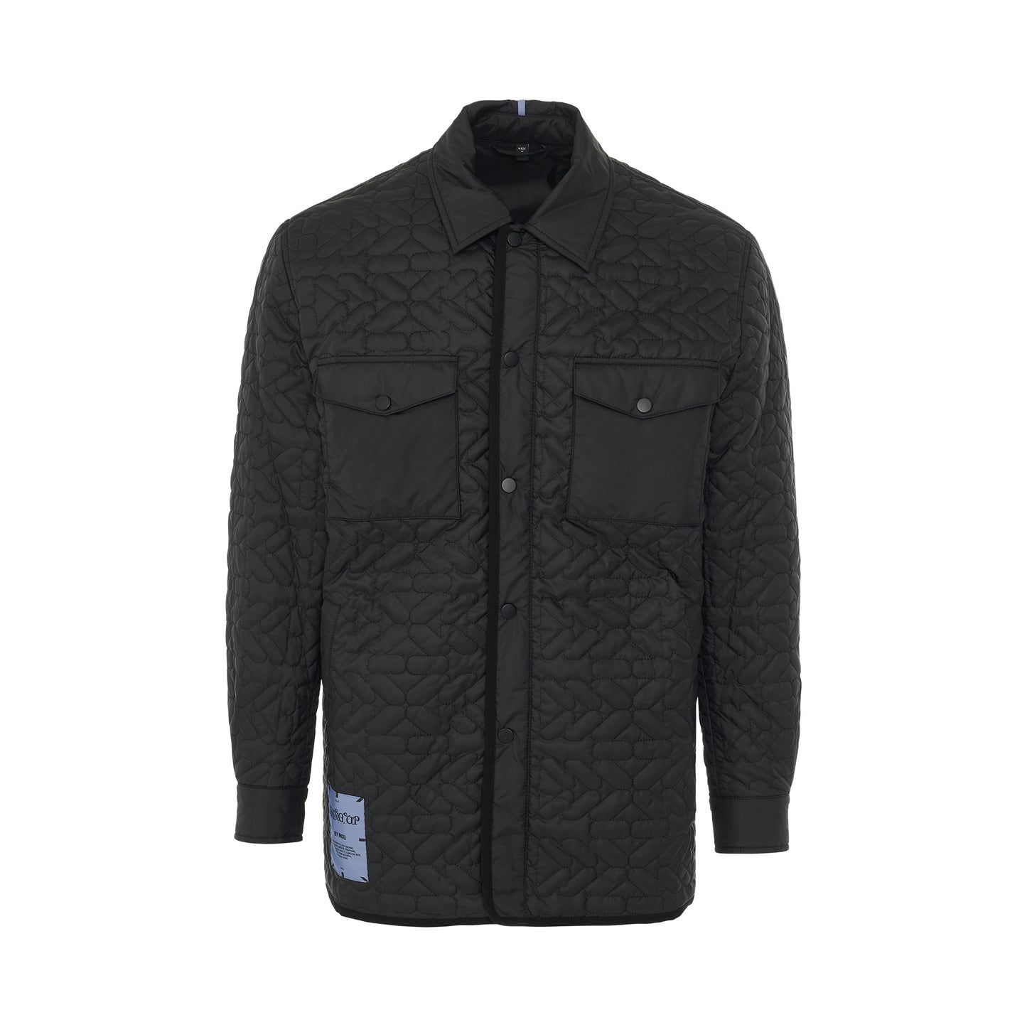 Quilted Patch Overshirt in Black
