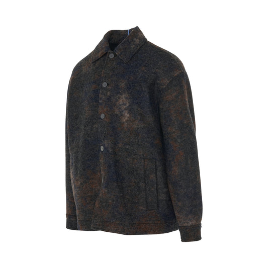 Mottled Wool Shirt Jacket in Dark Mottled