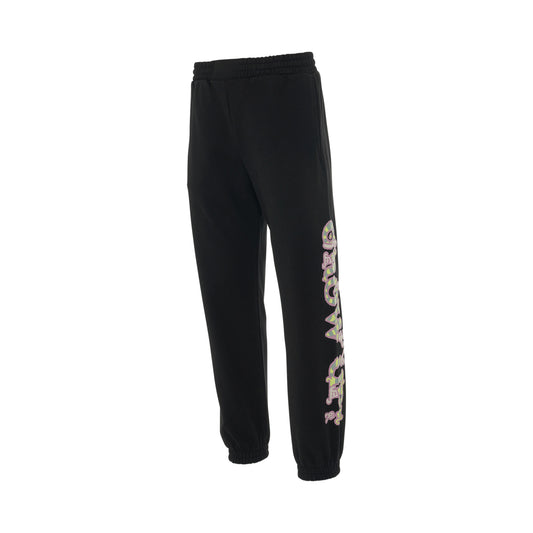 Forest Party Dart Print Sweatpants in Black