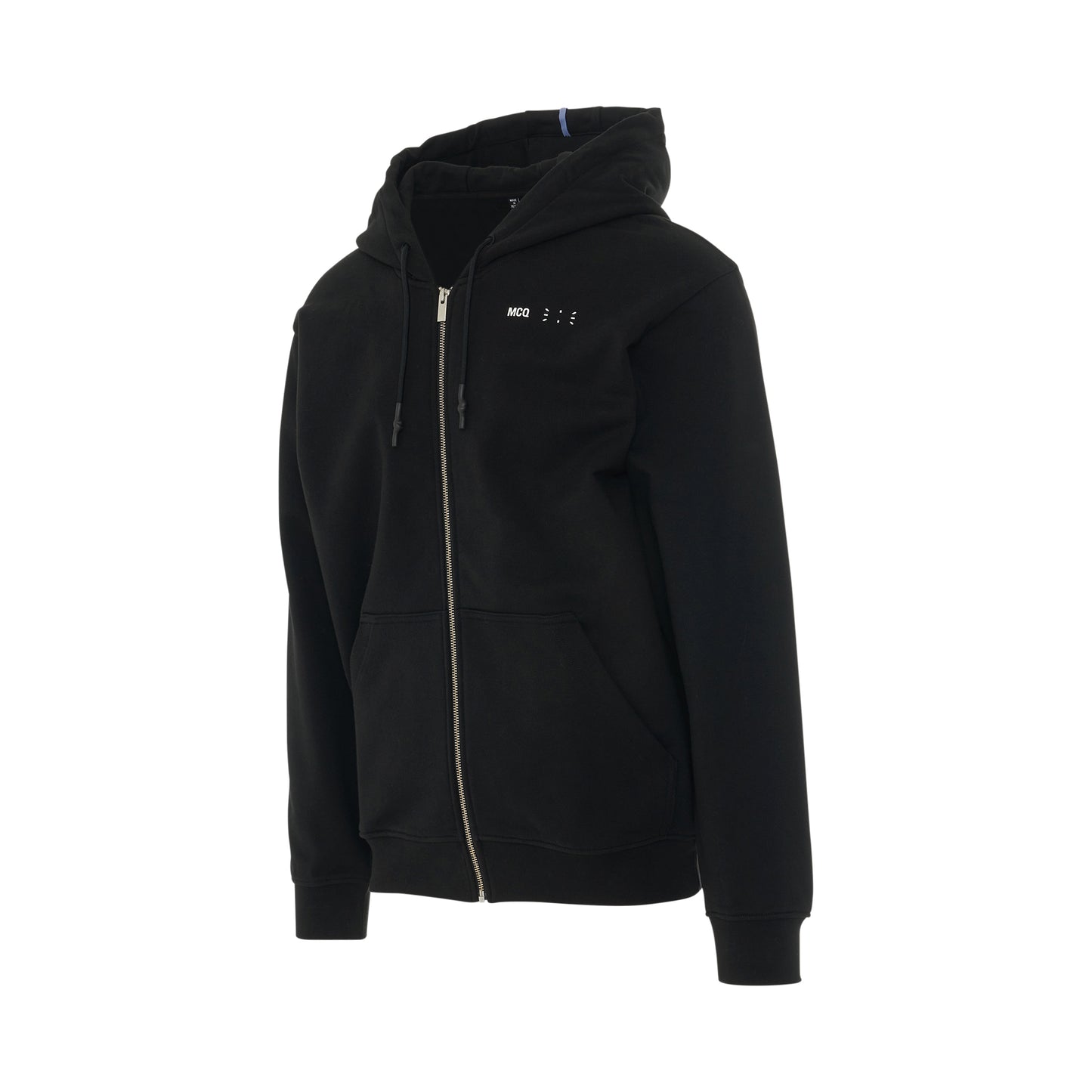 Logo Embroidered Relaxed Zip Hoodie in Black