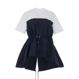 Hybrid Parka T-Shirt in White/Navy