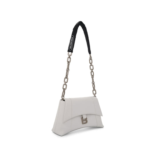 Downtown Small Shoulder Bag with Chain in White